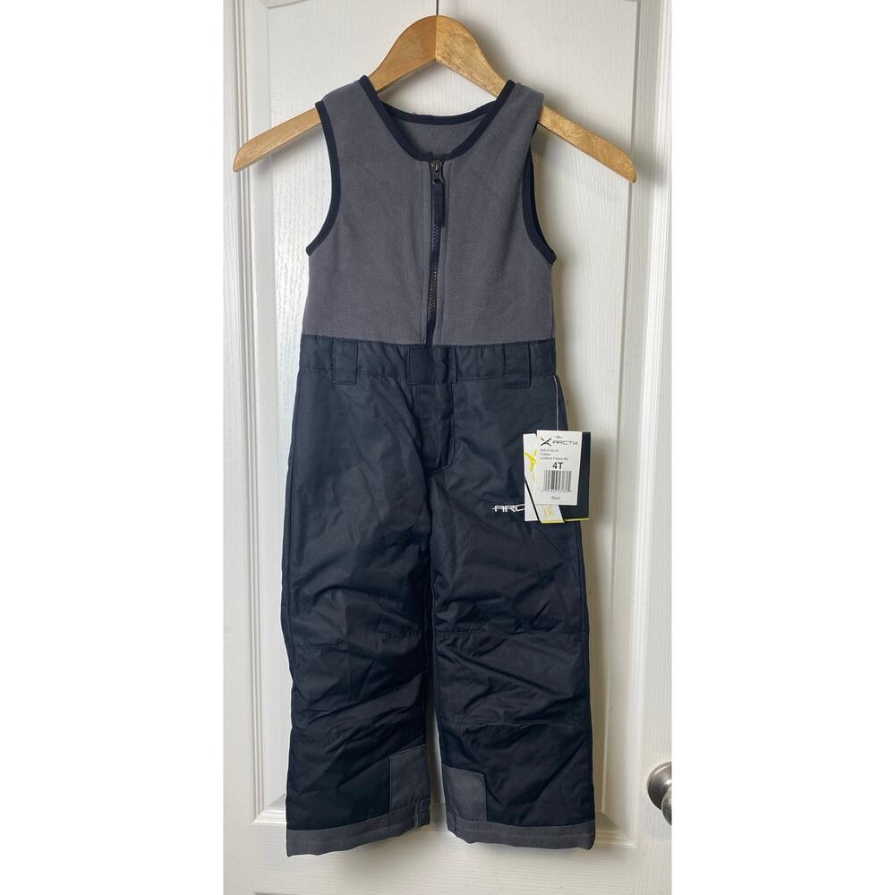 Arctix Kids Black Gray Unisex Limitless Fleece Top Bib Insulated Overalls 4T NWT